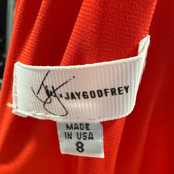 Jay Godfrey Red Jumpsuit Halter Wide-Leg Pant Flowy Leg Size 8 NWOT - Picture 7 of 7